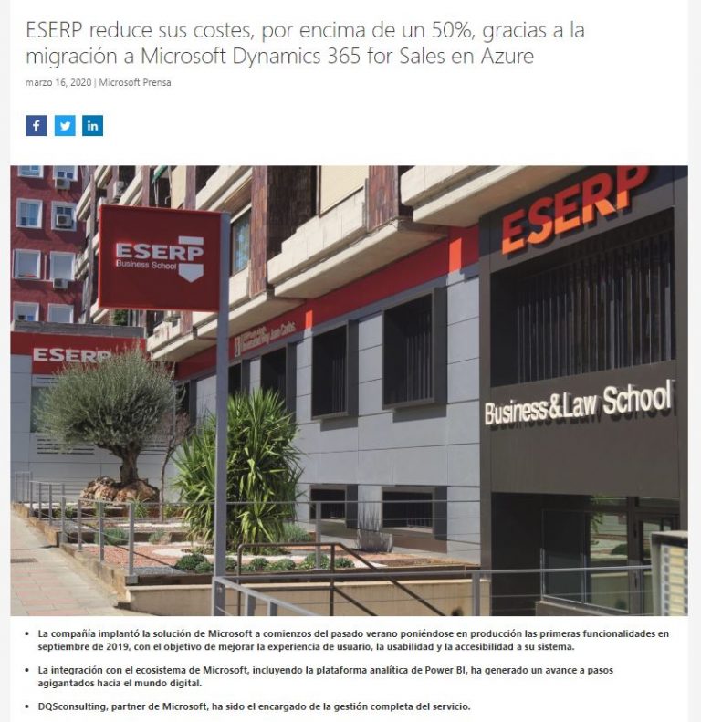 MICROSOFT SE HACE ECO DE NUESTRO CASO DE ÉXITO CON ESERP
