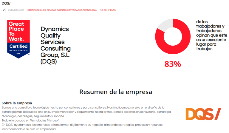 DQS/ es Great Place to Work 2024-2025